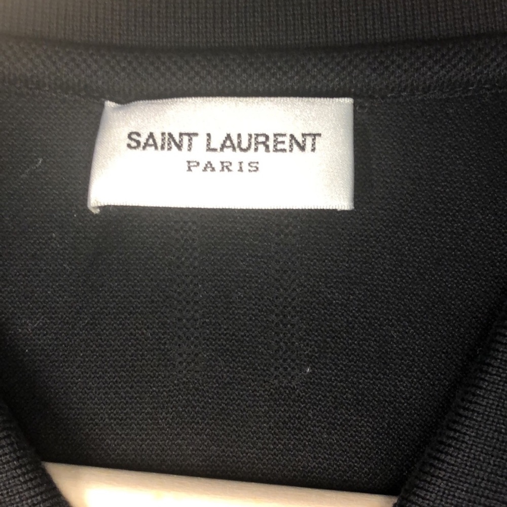 Saint Laurent Pique YSL Logo Polo, Black Med-Large - Picture 4 of 8